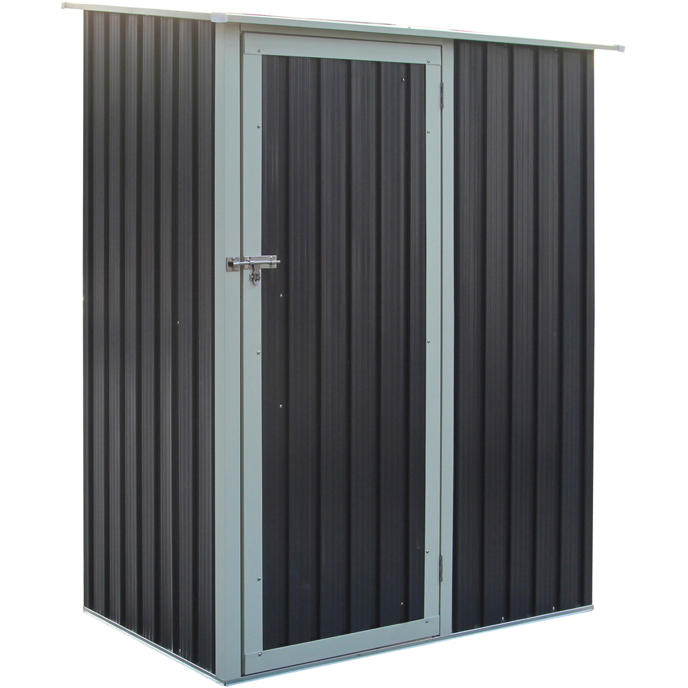 Rowlinson Trentvale Metal Pent Shed Dark Grey with Foundation Kit 5 x 3ft Image 1