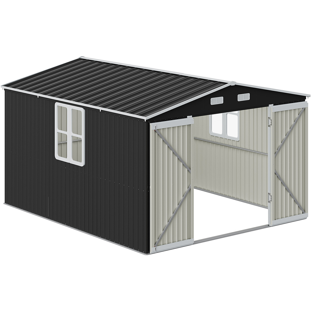 Living and Home 10 x 12ft Metal Apex Garden Storage Shed with Window Image 3