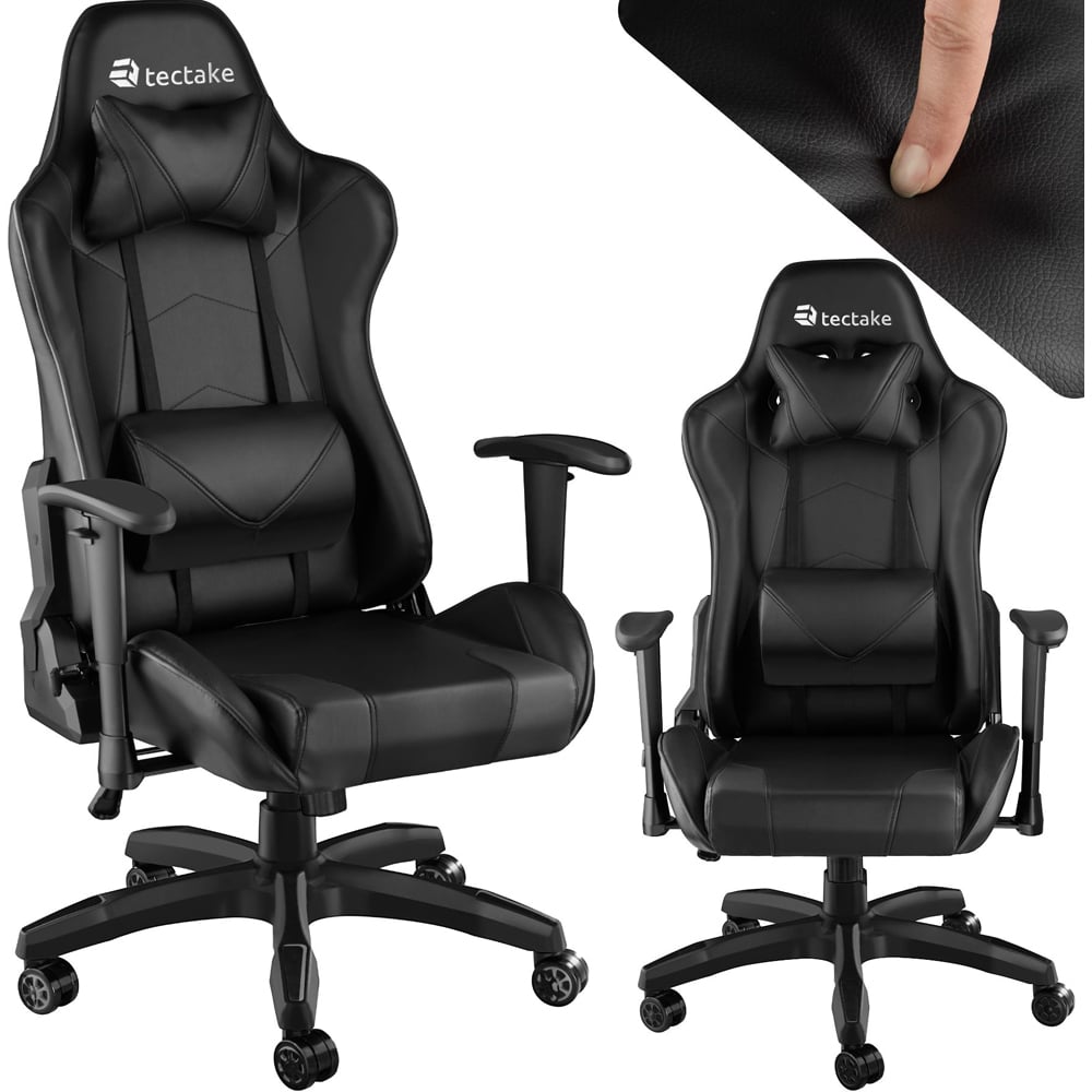 tectake Stealth Black Gaming Chair Image 2