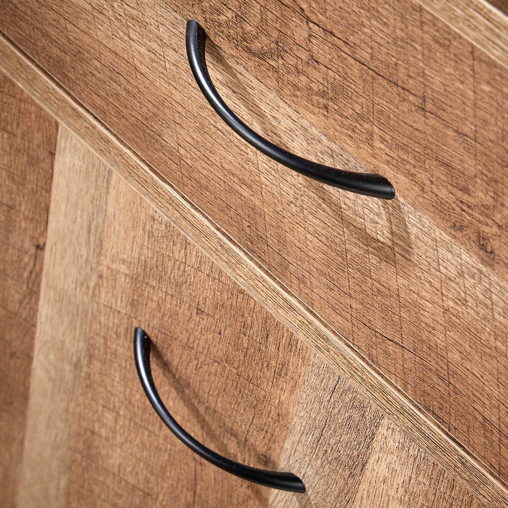 Home Source Oakmere 2 Door 2 Drawer Black and Oak Effect Industrial Sideboard Image 5