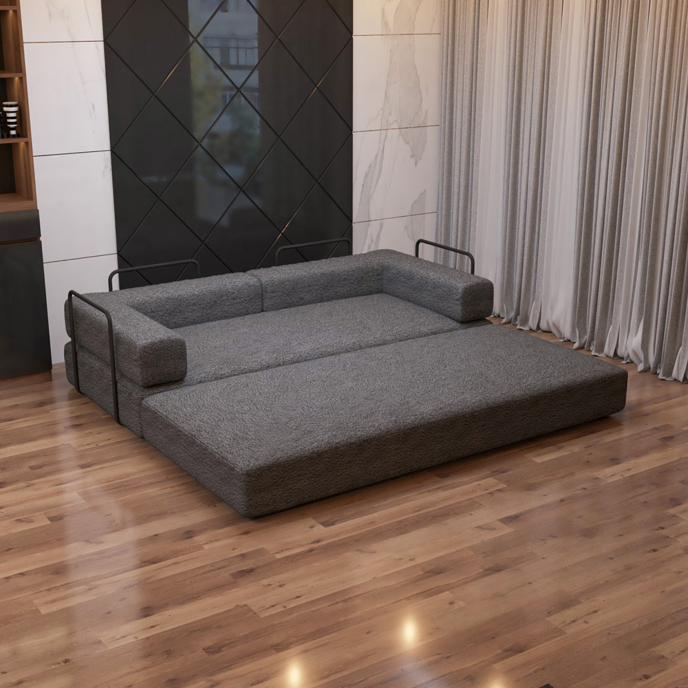Sliding Wardrobes 4U 3 Seater Grey Larry Fabric Sofa Bed Image 3
