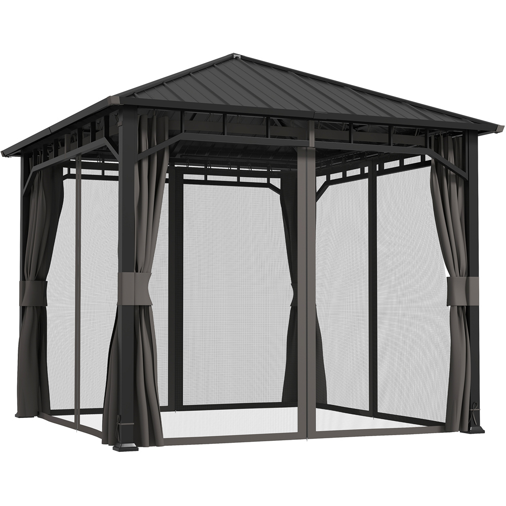 Outsunny 3 x 3m Black Galvanised Steel Hardtop Gazebo Image 2