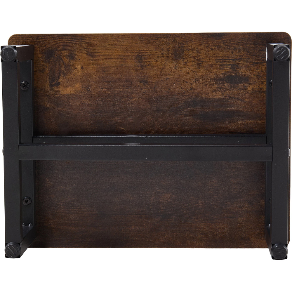 Living and Home Brown and Black Rustic Wood Grain Step Stool Image 6