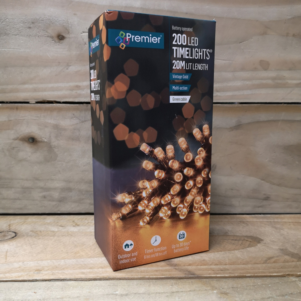 Premier TimeLights 200 Vintage Gold LED Multi-Function Christmas String Light 20m Image 9