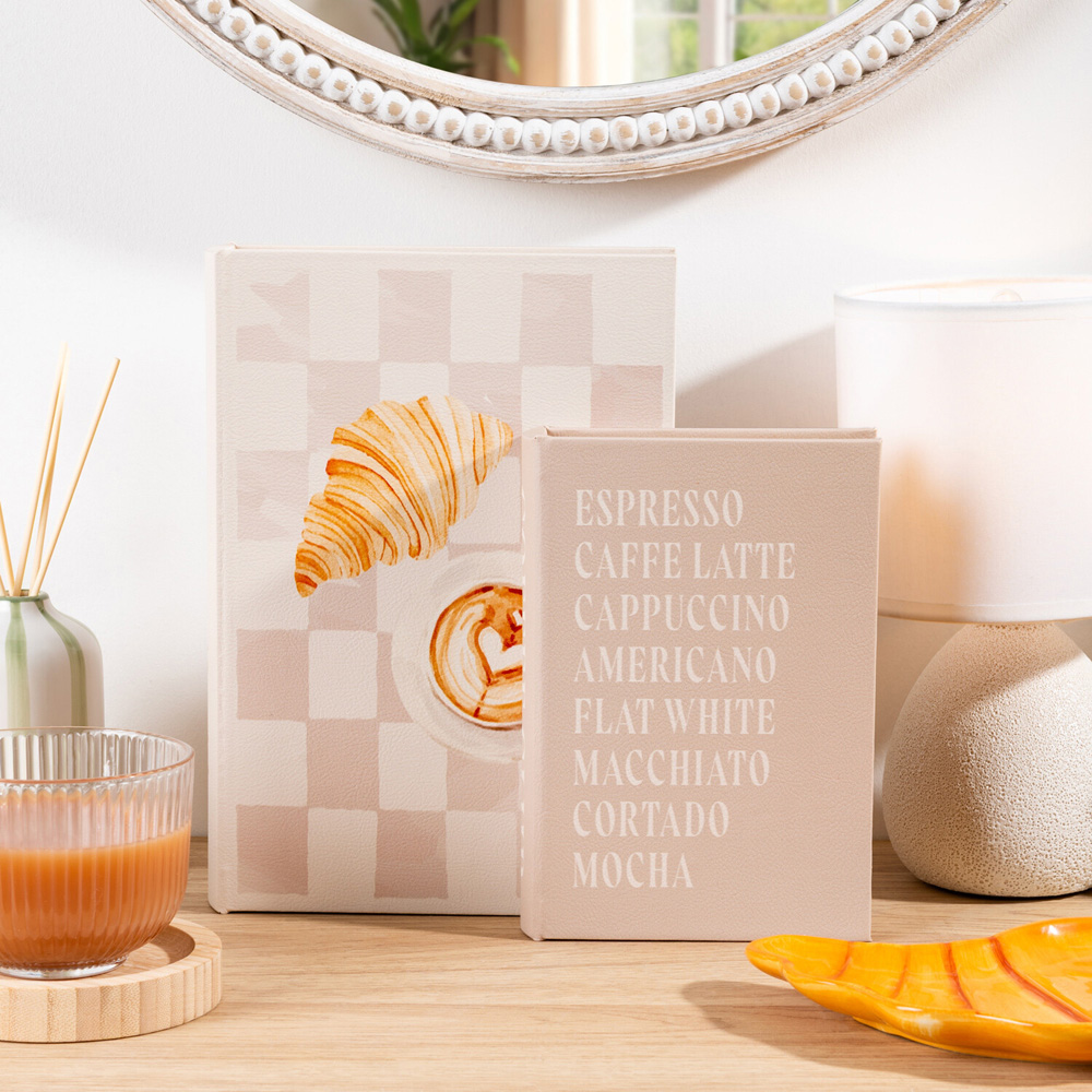 Set of 2 Coffee and Croissant Book Boxes Image 2