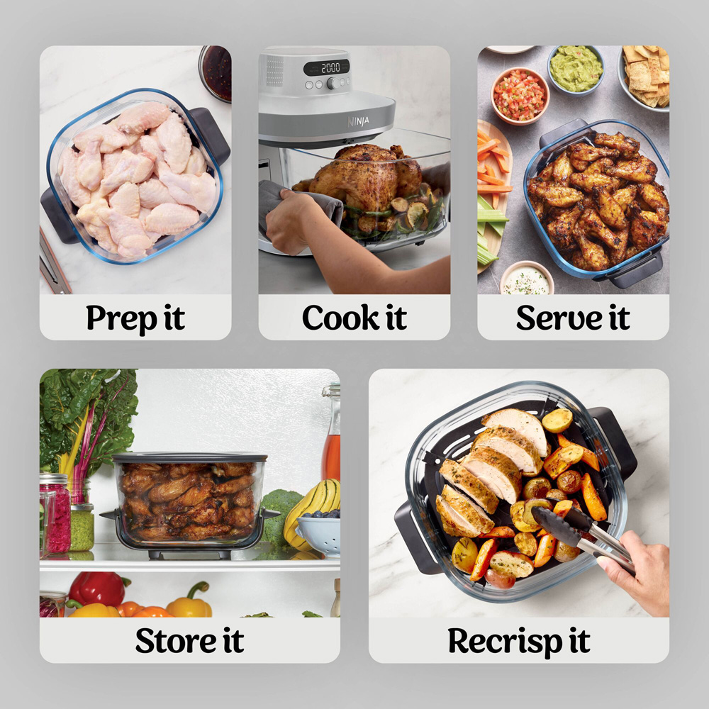 Ninja CRISPi PRO AS090UKWH 5-in-1 White Dual 8L Glass Air Fryer Image 7