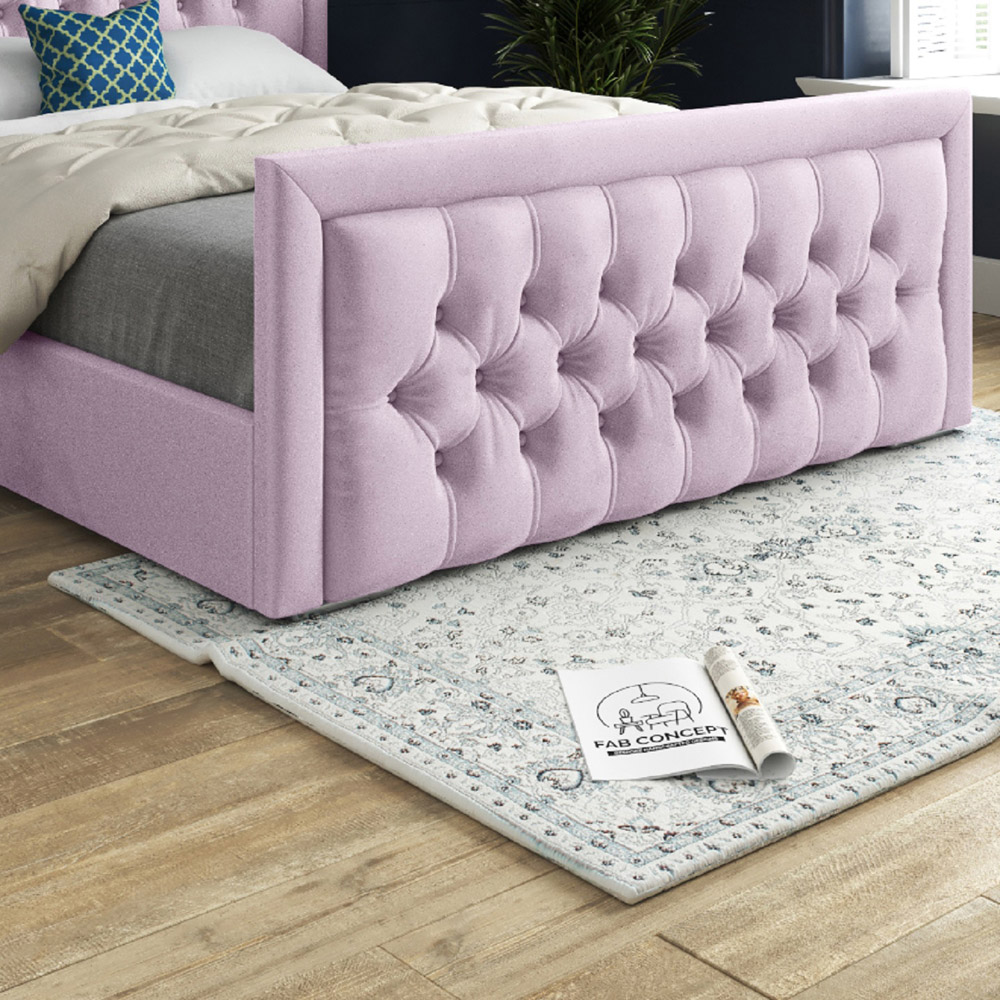 Rovigo Small Single Pink Soft Velvet Upholstered Bed Frame with Deep Buttoned Headboard Image 4