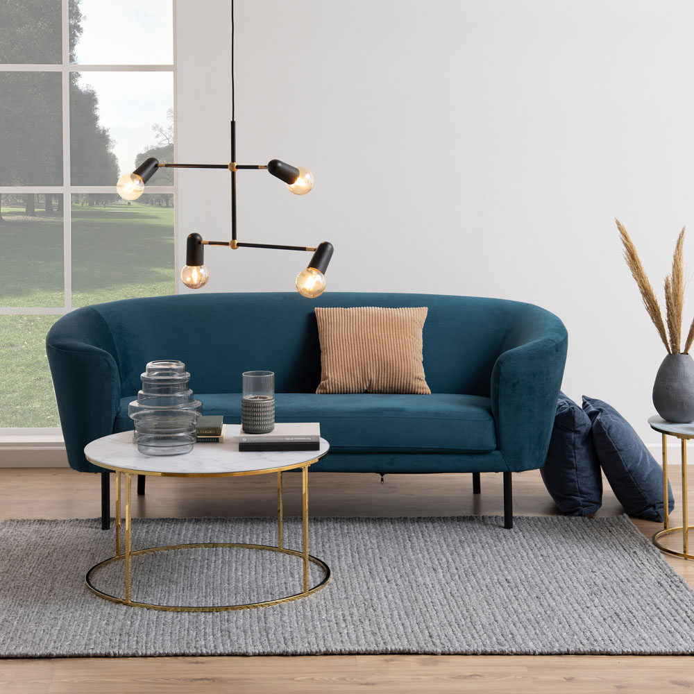 Florence Bolton White Marble Glass and Gold Round Coffee Table Image 7