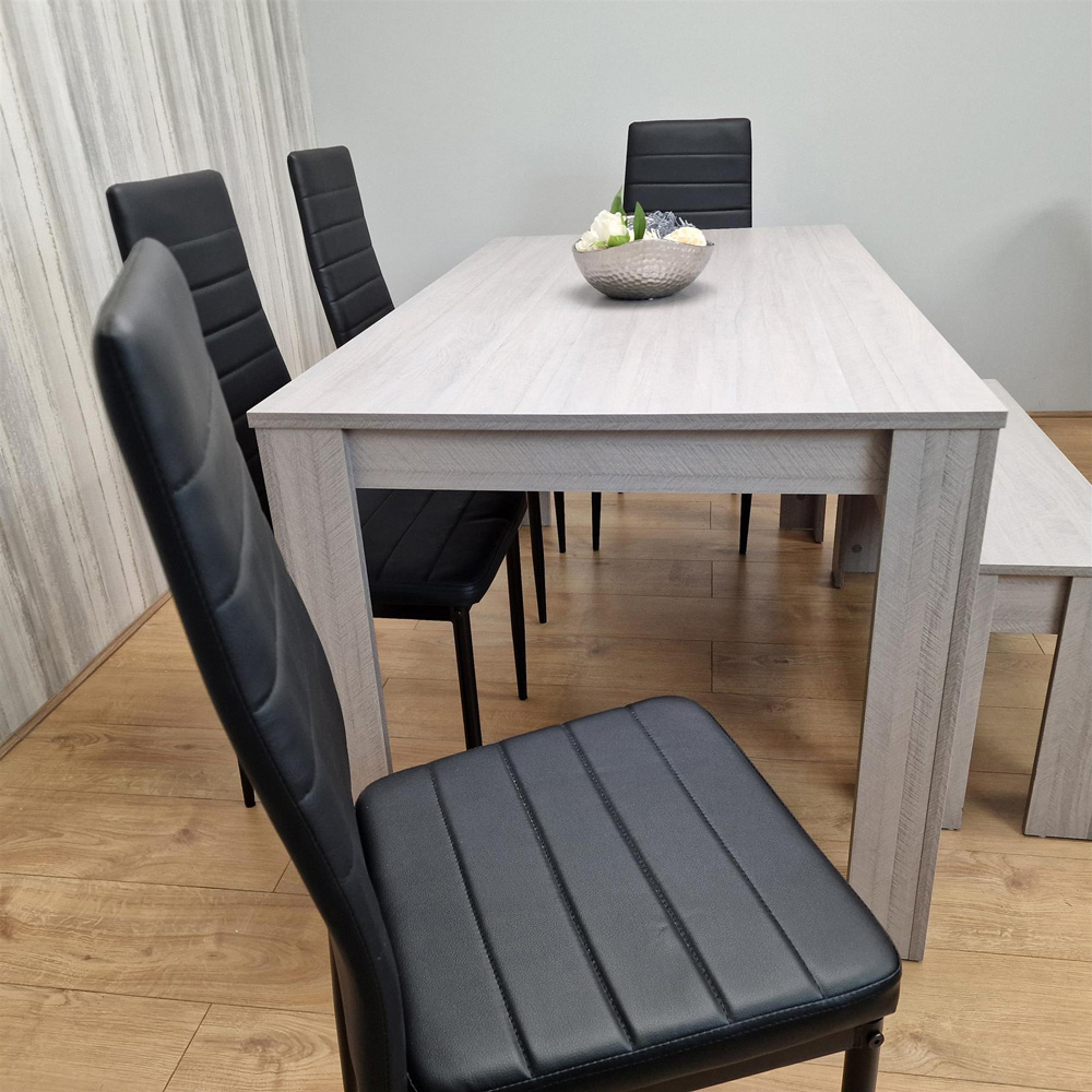 Kosy Koala 6 Seater Metal Arrow Design Dining Bench Set Grey and Black Image 3