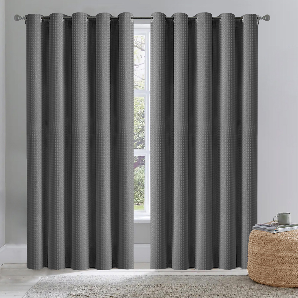 Velosso Waffle Silver Blackout Curtains 183 x 229cm Image 6