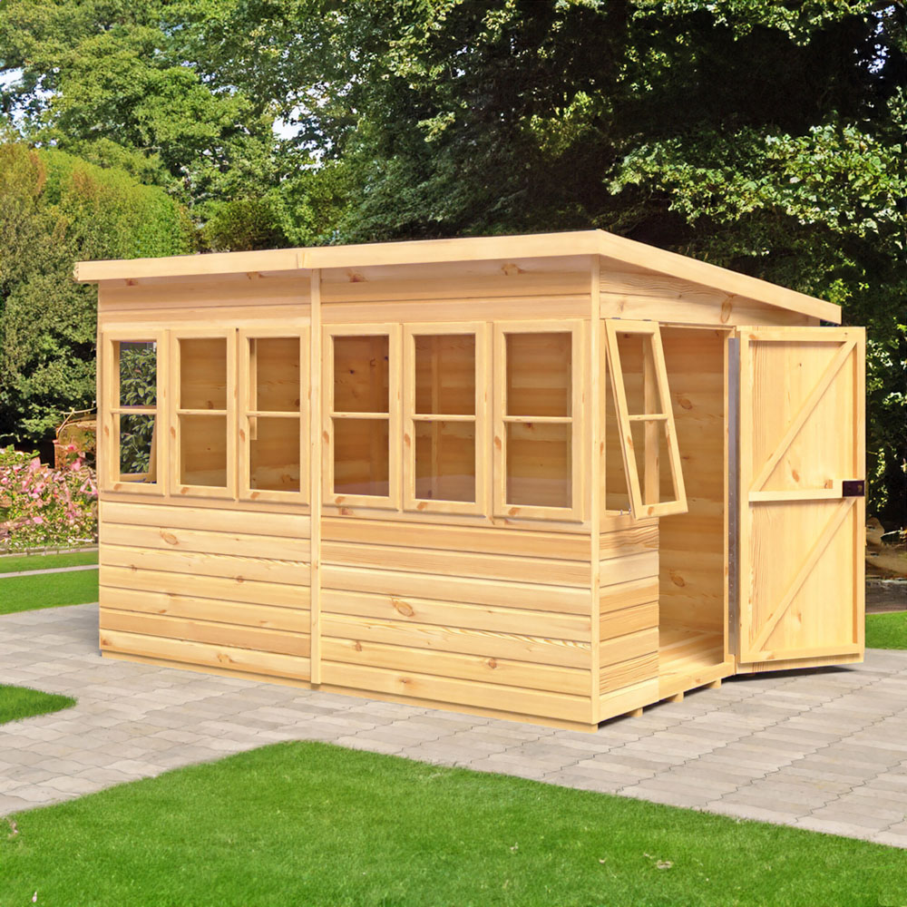Shire 10 x 8ft Shiplap Style B Sun Pent Shed Image 2