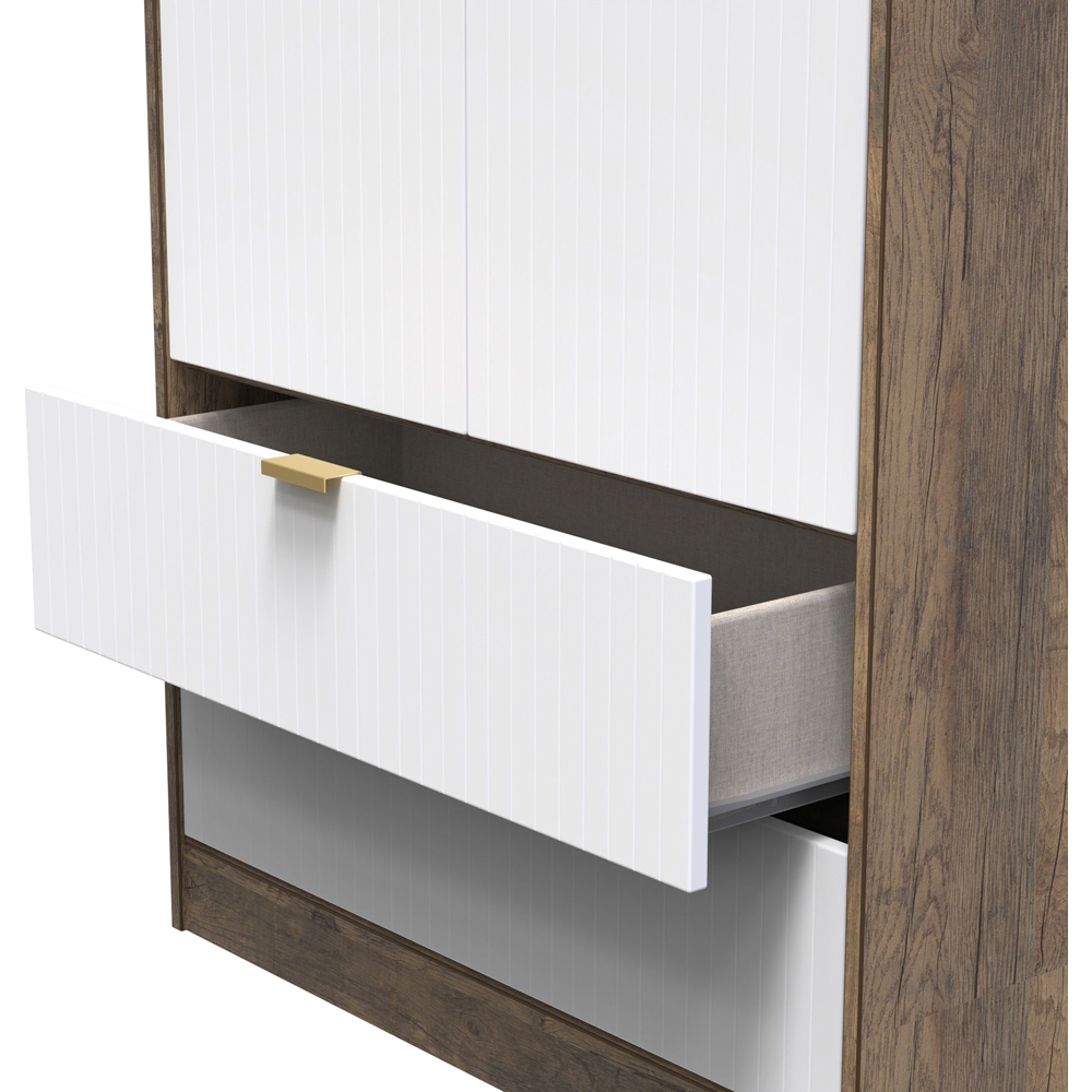 Crowndale 2 Door 2 Drawer White Matt and Vintage Oak Wardrobe Ready Assembled Image 6
