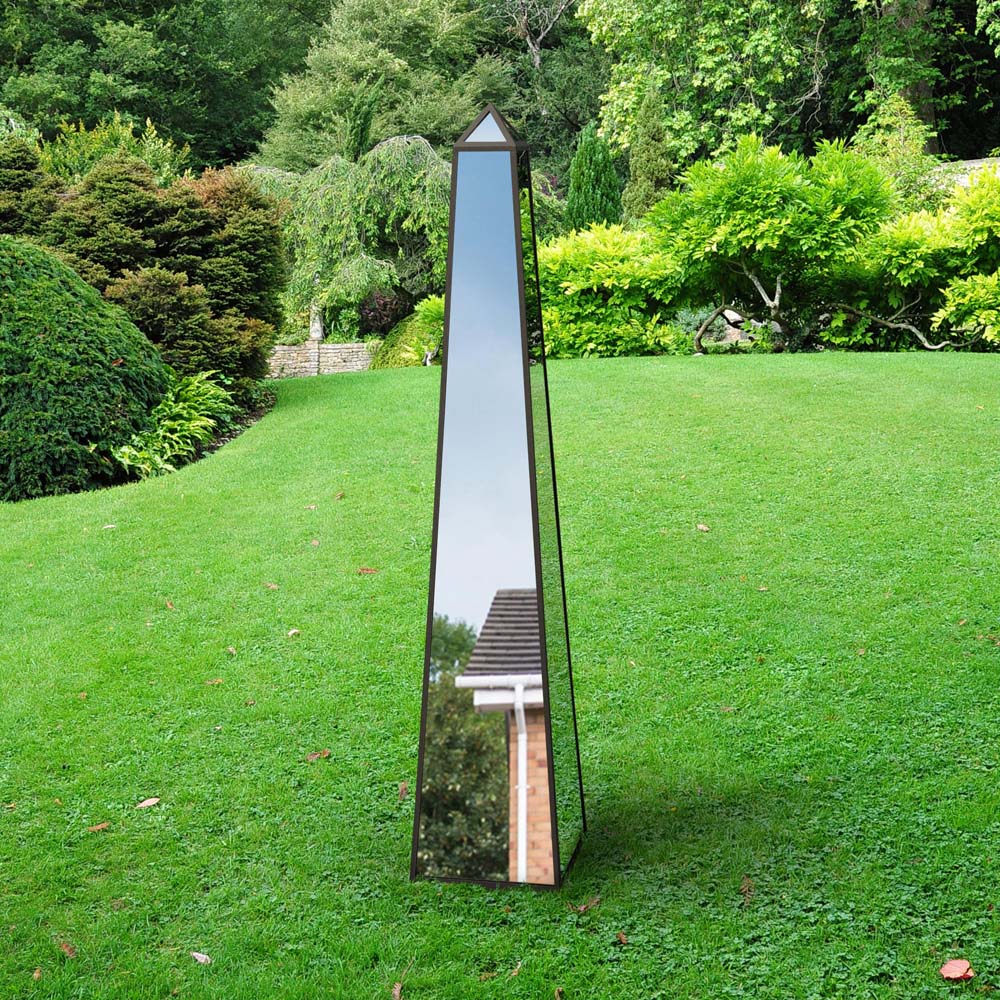 MirrorOutlet The Obelisk Black Metal Edged Mirrored Garden Ornament 150 x 30cm Image 6