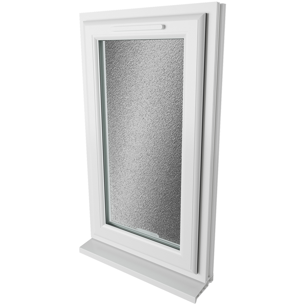 Crystal uPVC Triple Glazed Window Right Hand Side Hung White Obscure Glass 610x1190mm Image 9