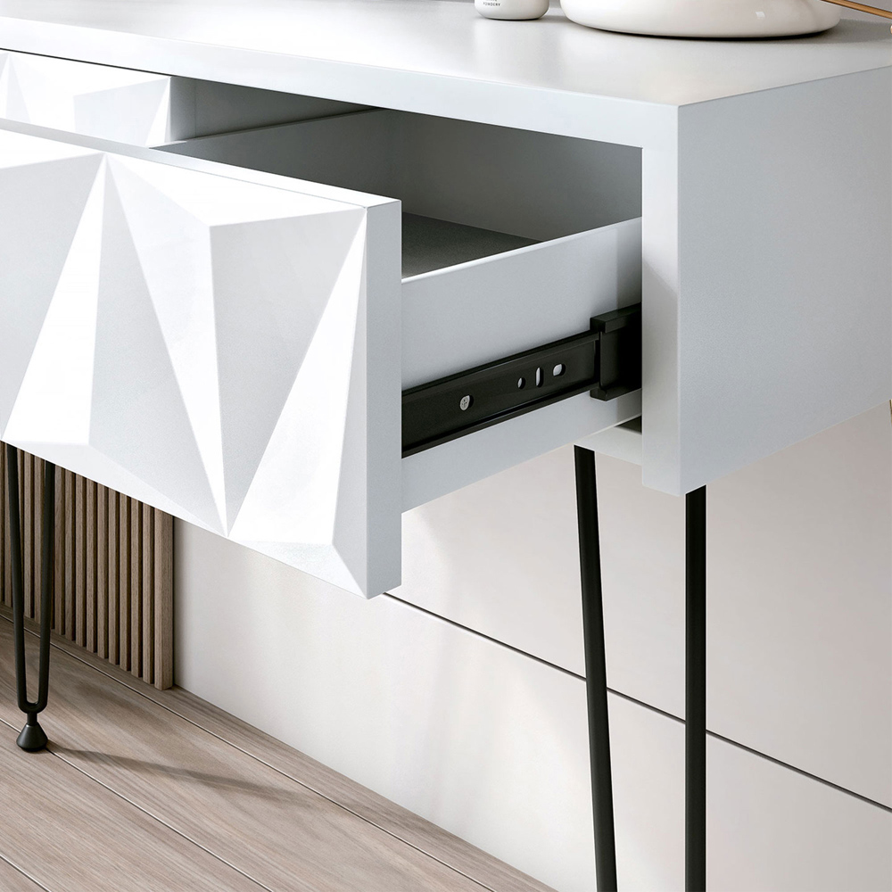 CARME Home Claudia White and Black Dressing Table with Velvet Stool Image 3