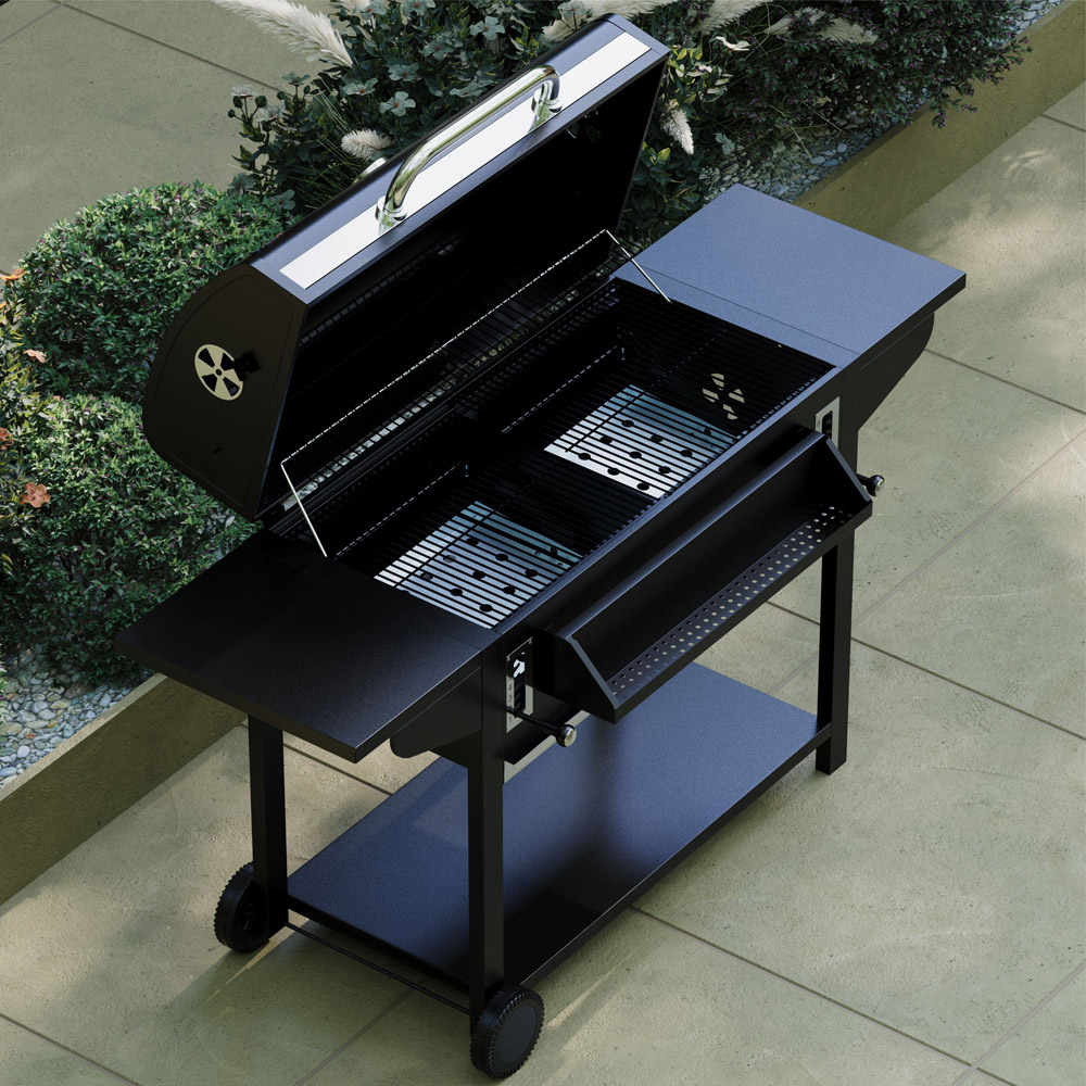 Charles Bentley Ottimo 635 Charcoal BBQ with Side Shelves and Adjustable Grill Height Image 7