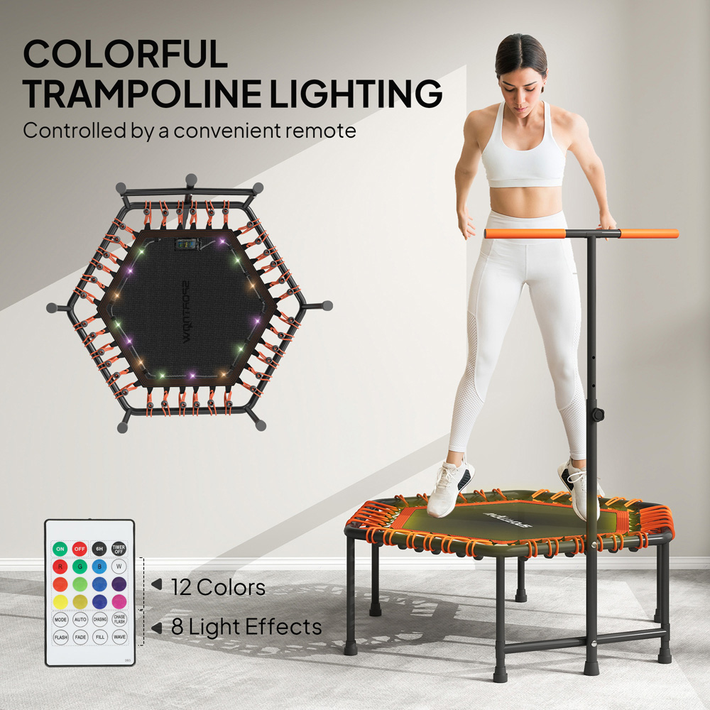 SPORTNOW 3.7ft Orange Trampoline with Adjustable Handle and LED Lights Image 5