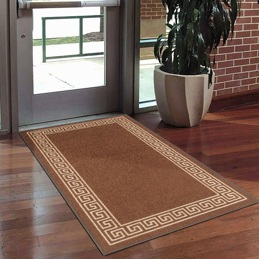 Smart Living Greekey Brown and Beige Gel Back Non-Slip Door Mat 80 x 150cm Image 2