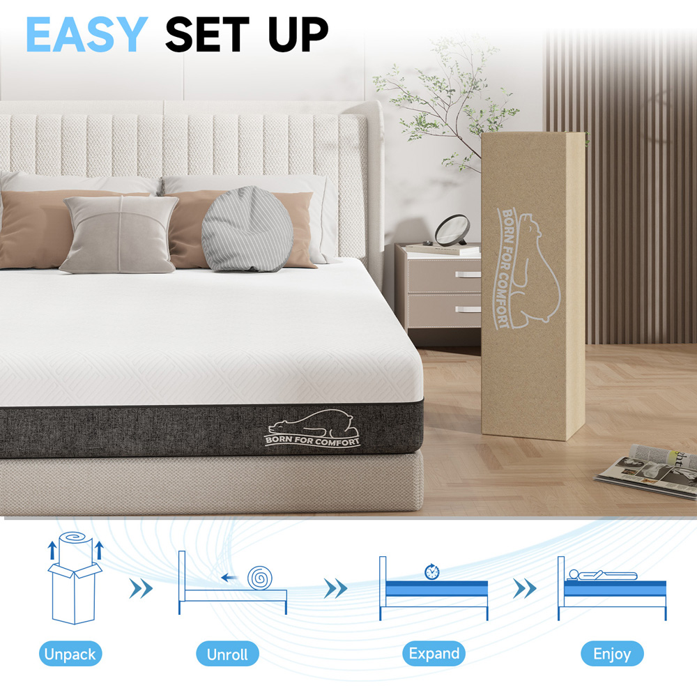 Rattrix King Size Grey Gel Memory Foam Mattress 12 inch Image 9