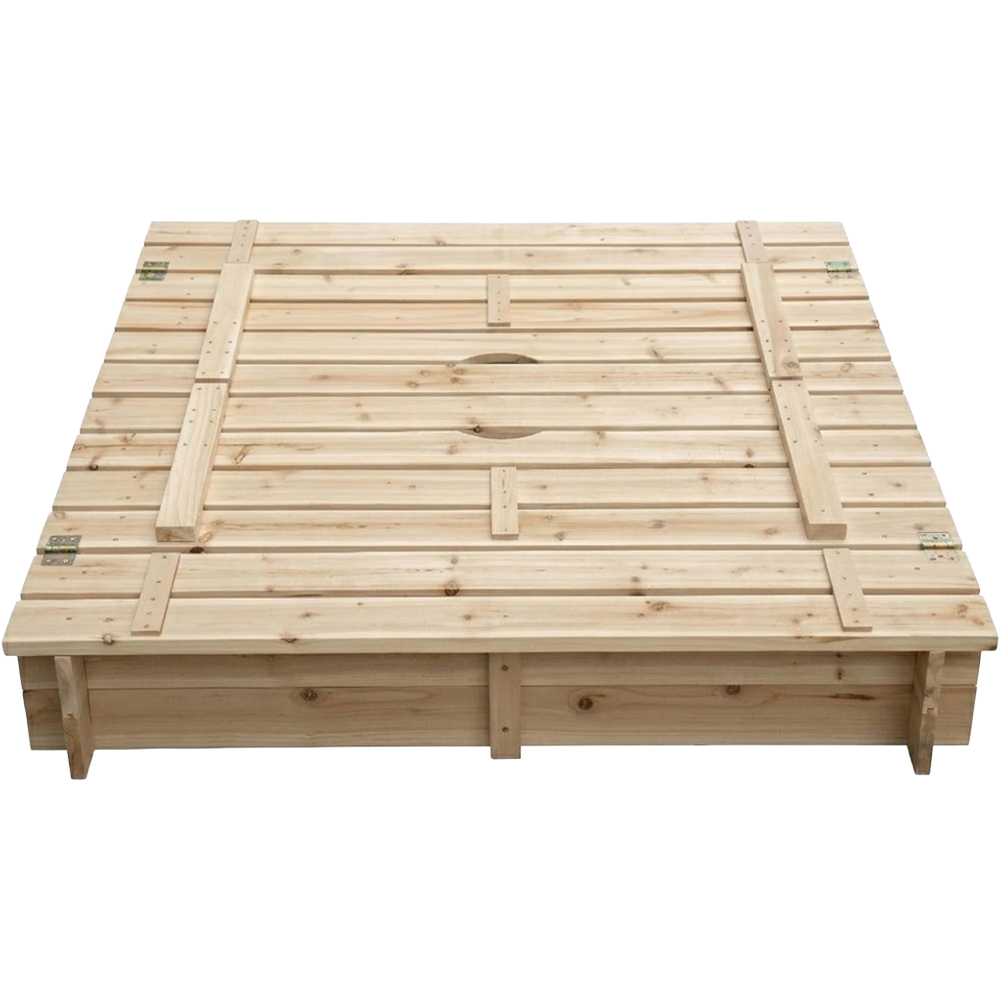 Charles Bentley Wooden Sandpit with Fold Down Benches Image 3