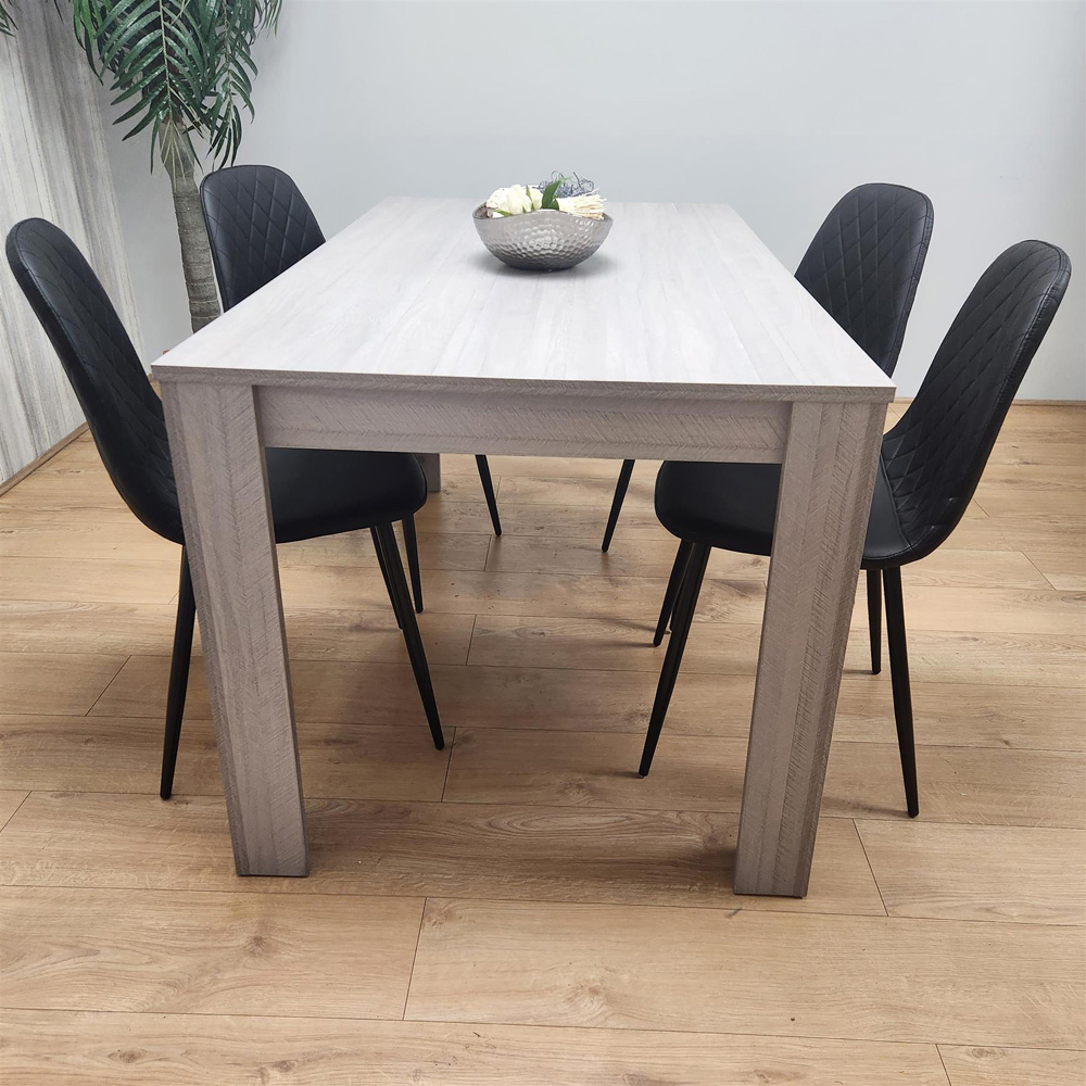 Kosy Koala 4 Seater Leather Wooden Dining Set Black Image 4