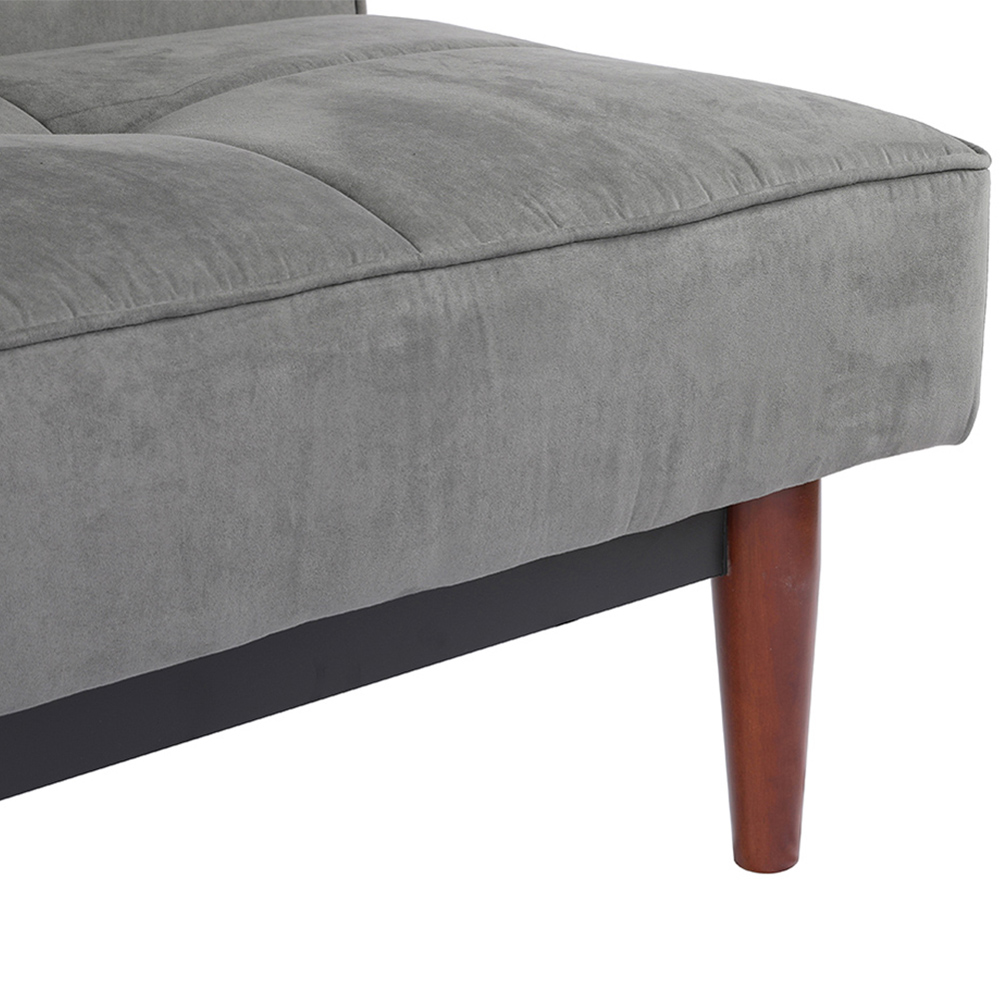 Living and Home 3 Seater Grey Faux Suede Upholstered Sofa Bed Image 5