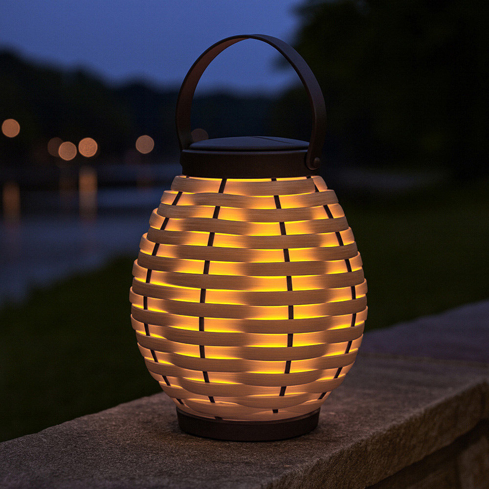 Lighting Collection IP44 Malibu Glow Solar LED Outdoor Lantern Image 2