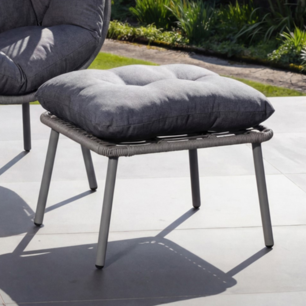 Artemis Home Nestara Grey PE Rattan Standing Egg Chair with Stool and Canopy Image 2