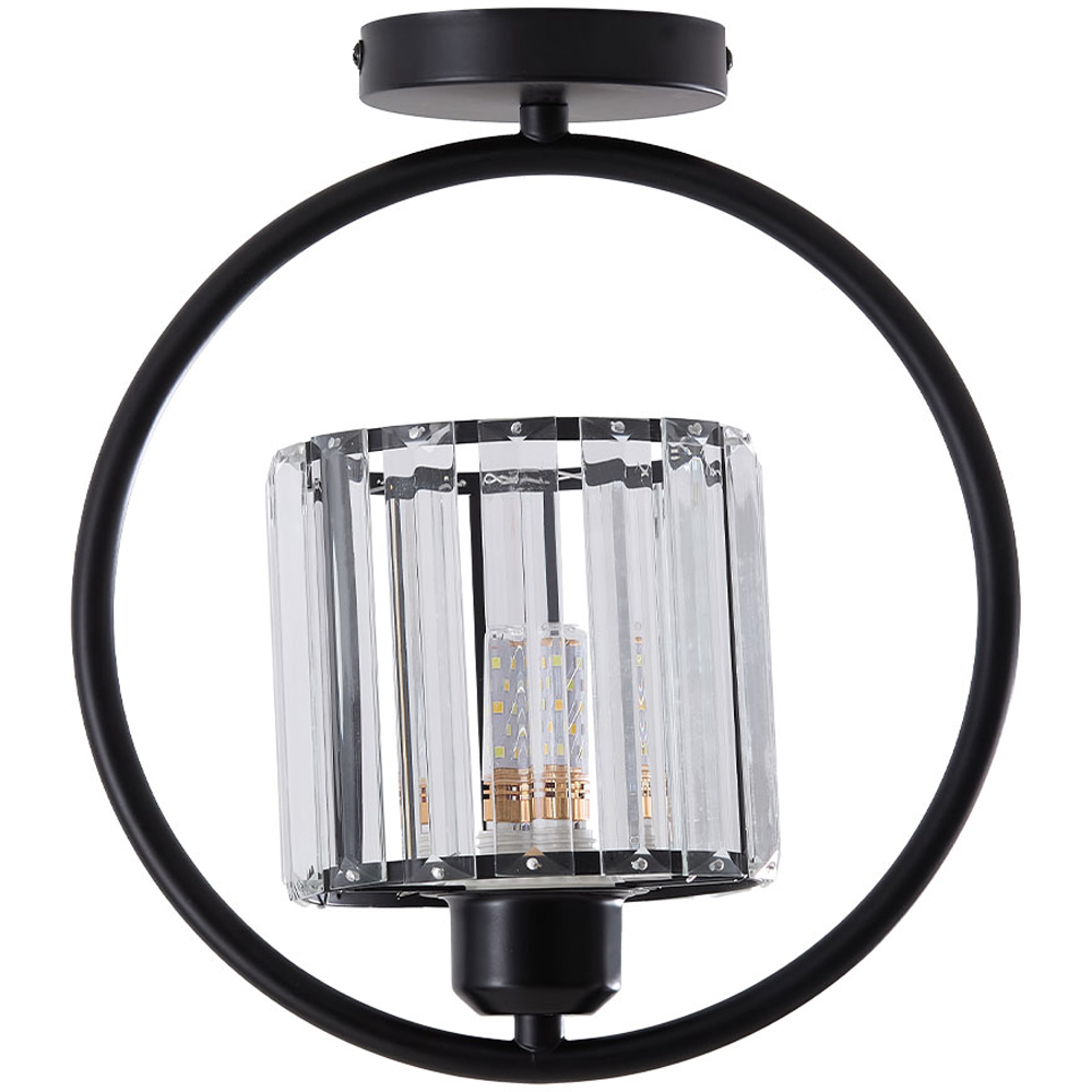 Living and Home Cylindric Shade Black Crystal E27 Ceiling Light Image 3