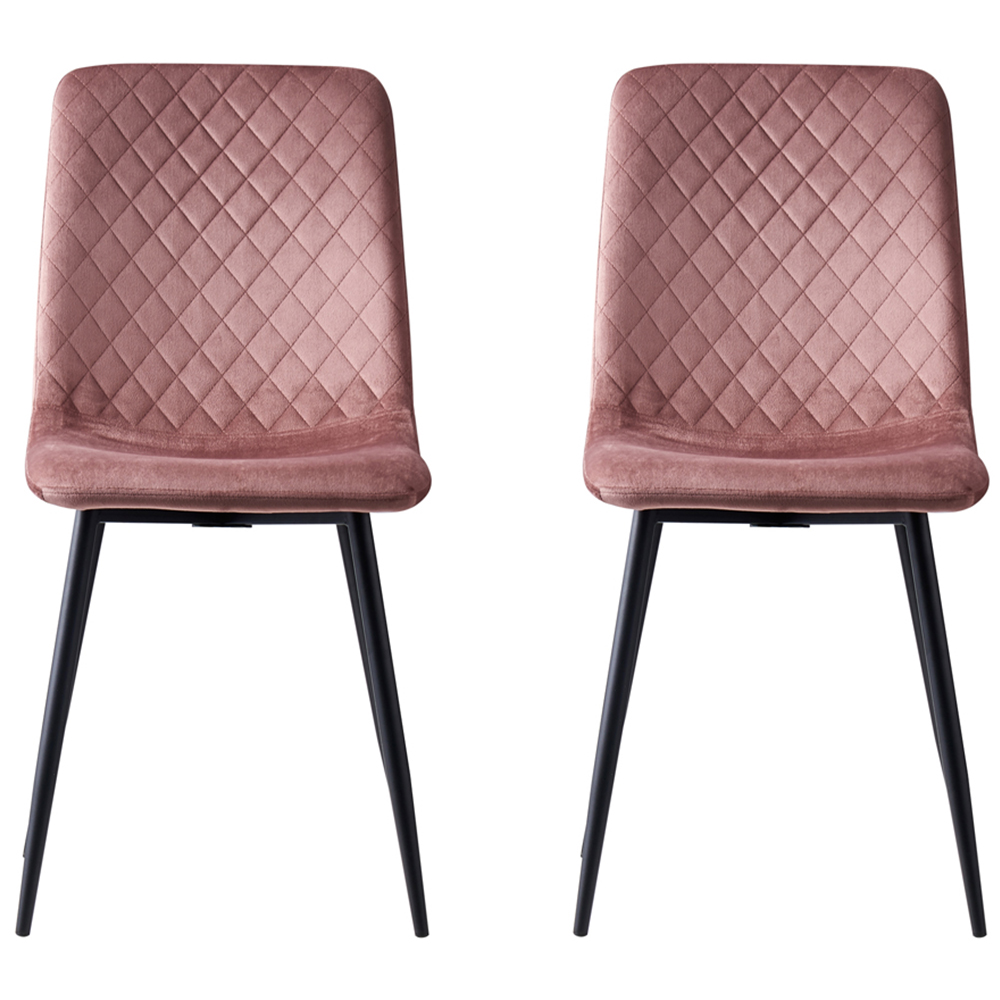 Lexi Set of 2 Pink Velvet Fabric Dining Chairs Image 3