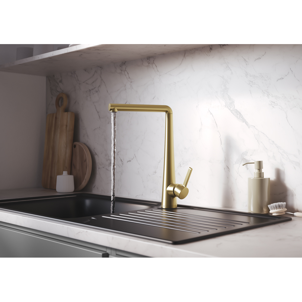Bristan Pine Brushed Brass Easyfit Kitchen Mono Sink Mixer Tap Image 4