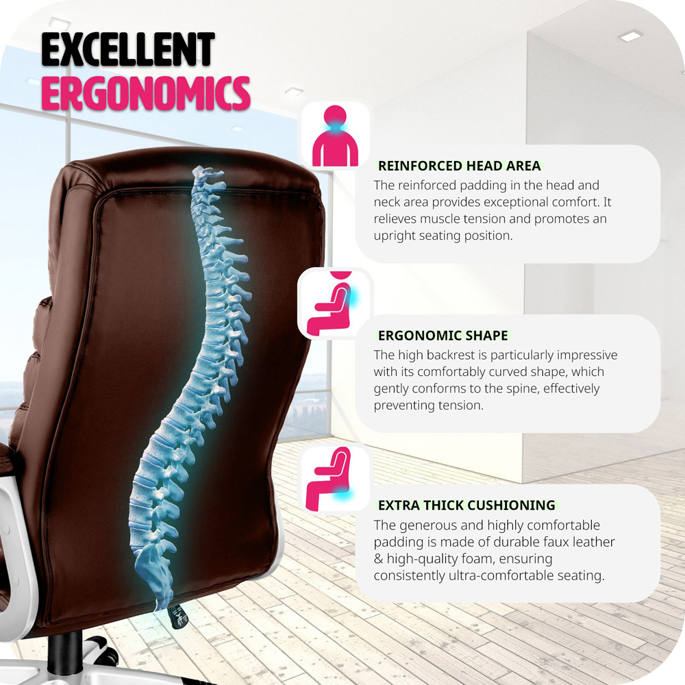 tectake Paul Brown Height Adjustable Padded Office Chair Image 5