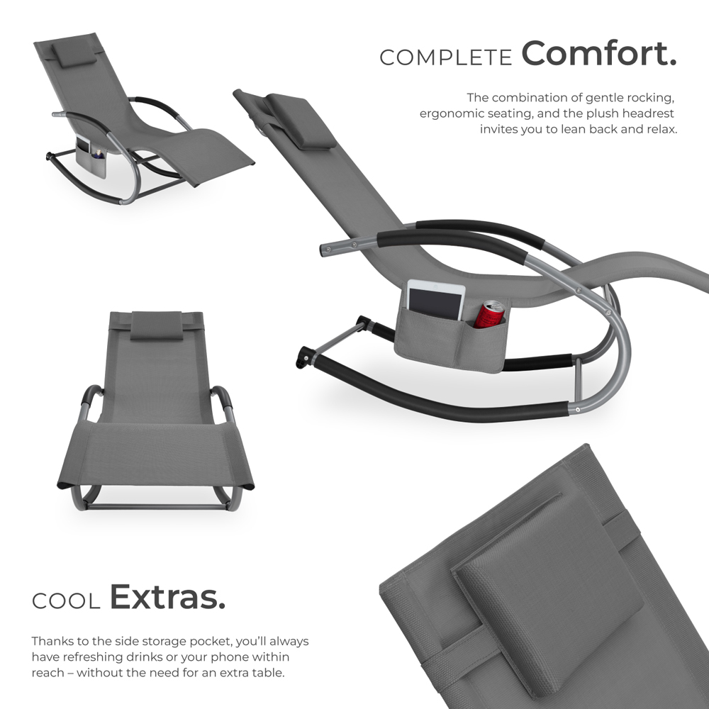 tectake Taya Grey Rocking Sun Lounger Image 3