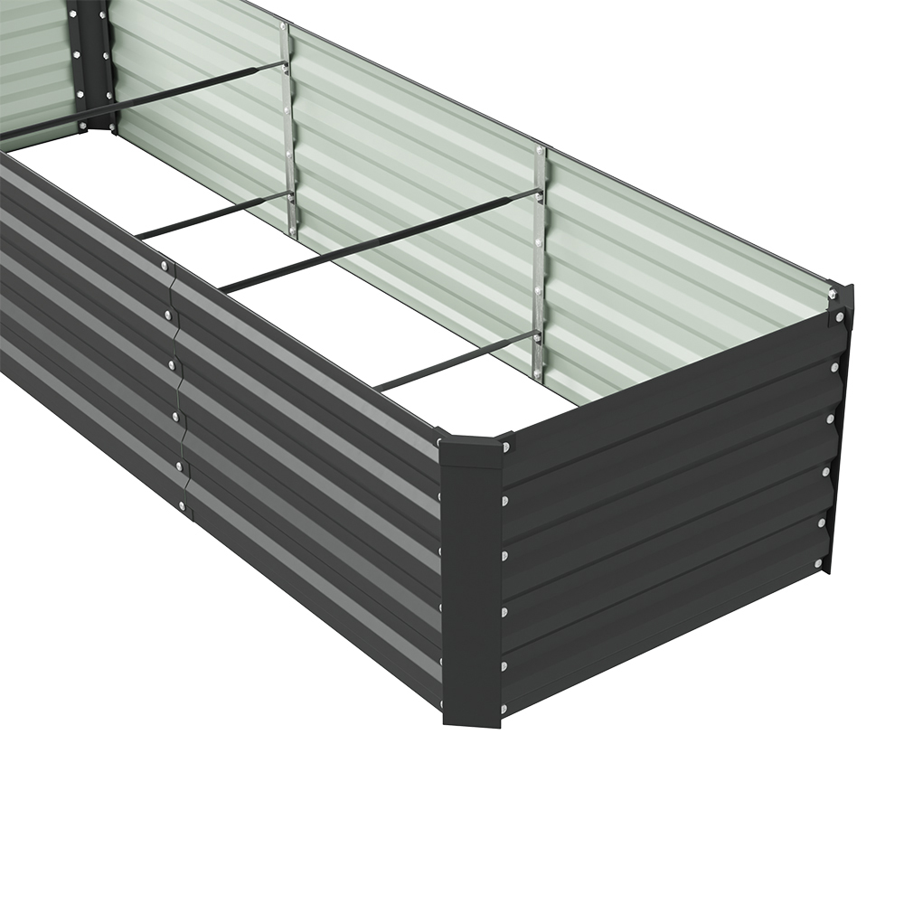 Living and Home Black Large Rectangular Galvanised Steel Raised Garden Bed 240 x 80cm Image 4