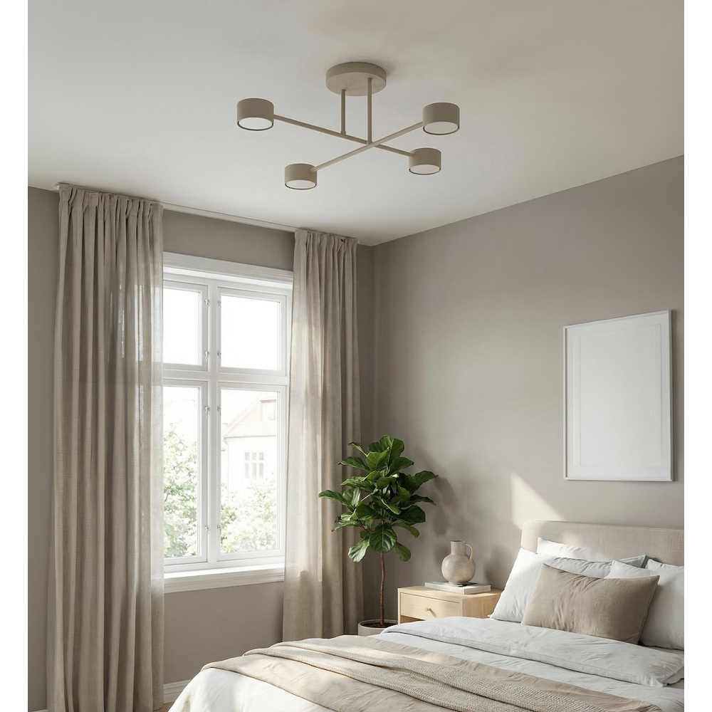 Emibig Halo 4 Light Sphere Shade Beige Cross Arm Design GX53 Ceiling Pendant Light Image 5