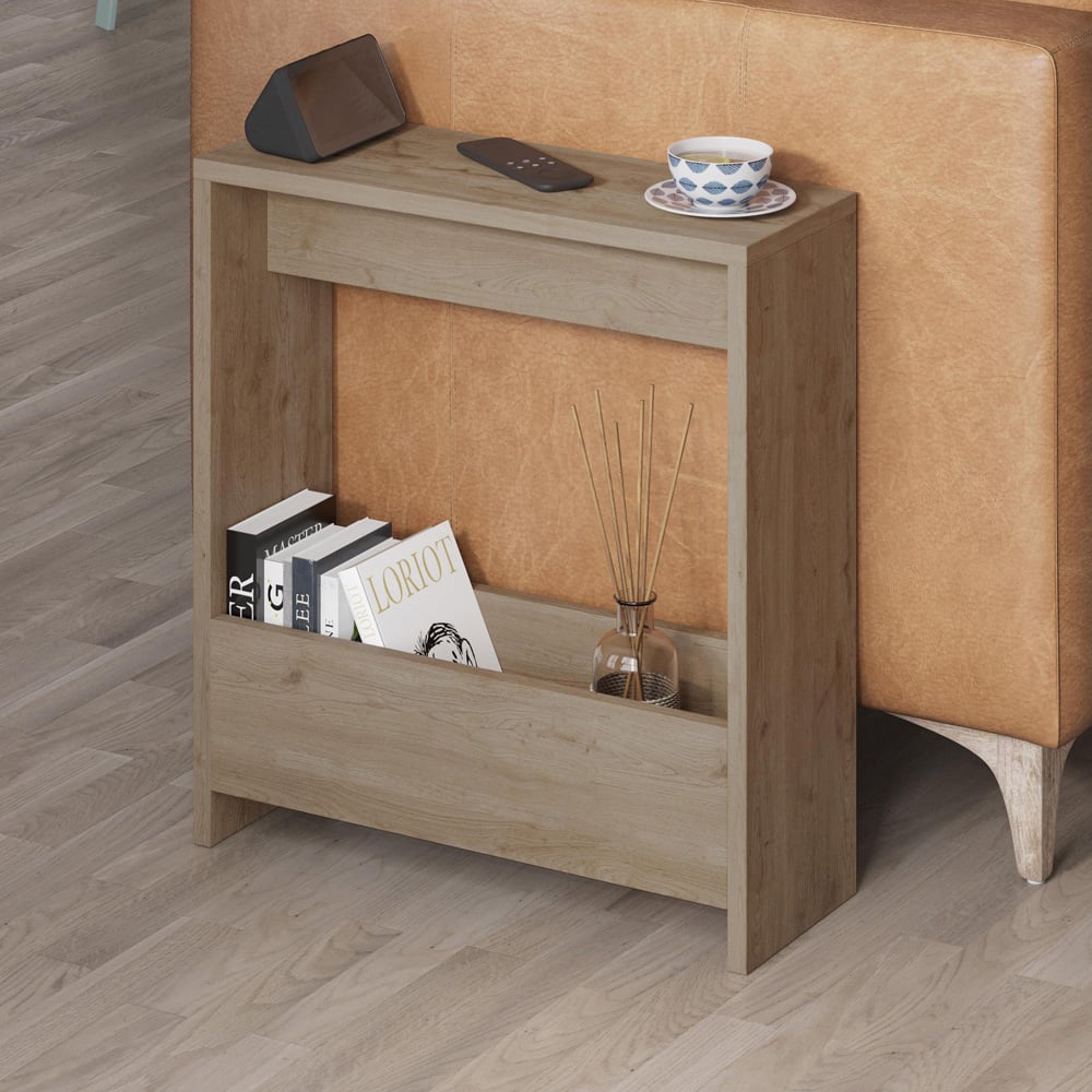 Decortie Simpi Oak Effect Side Table with Open Storage Shelf Image 4