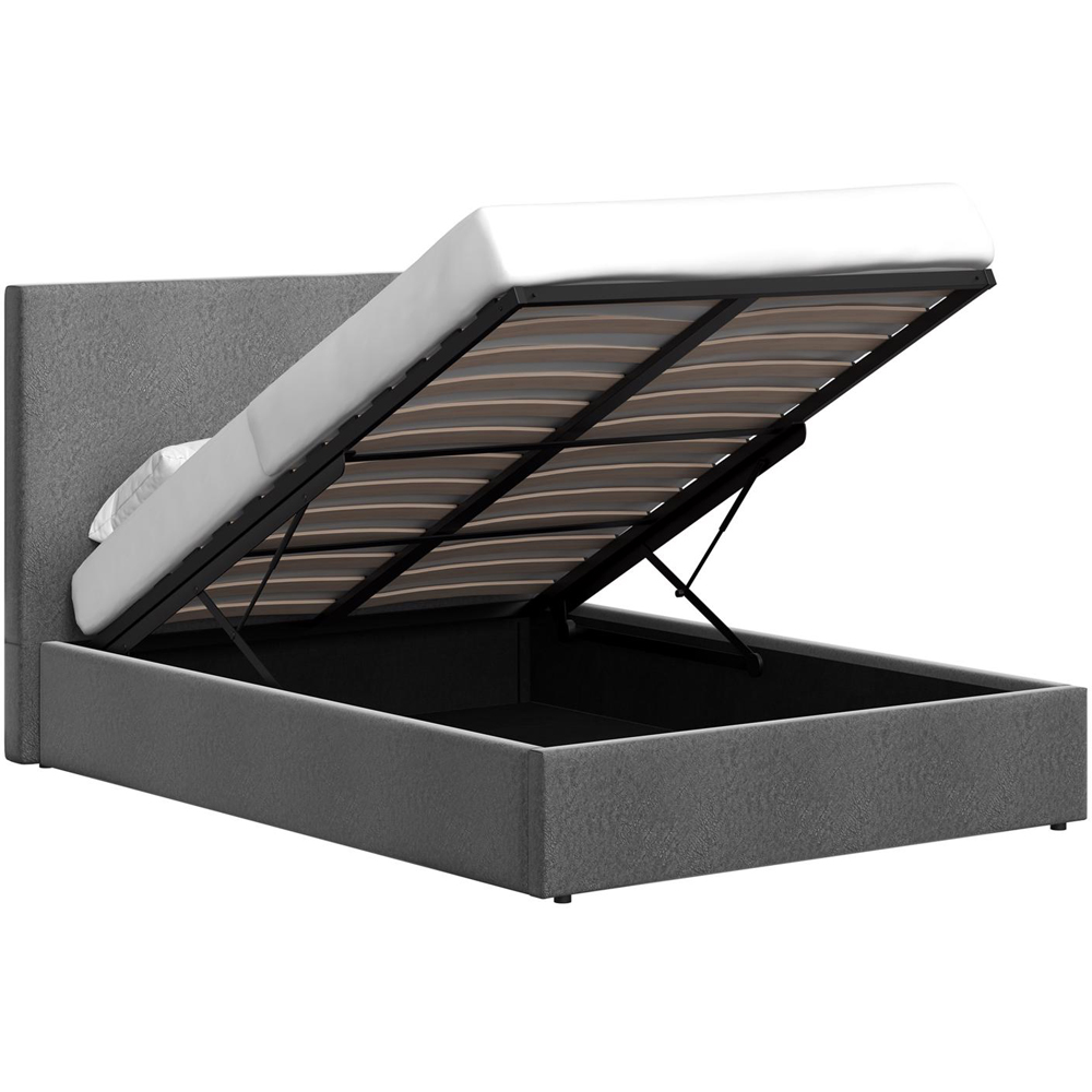 FWStyle Rufford Double Grey Fossil Front Lift Ottoman Bed Frame with Padded Headboard Image 6
