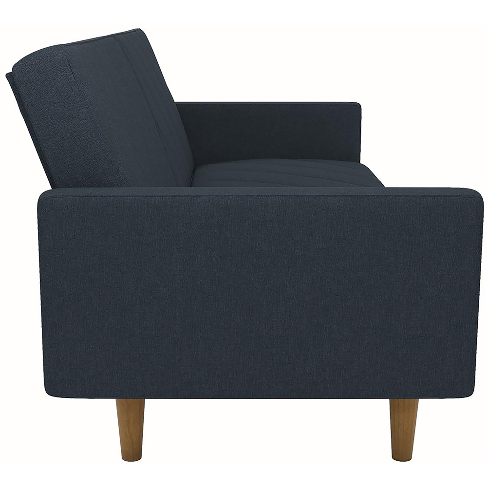 Dorel Paxson 3 Seater Linen Navy Blue Sofa Bed with Wooden Feet | Homebase