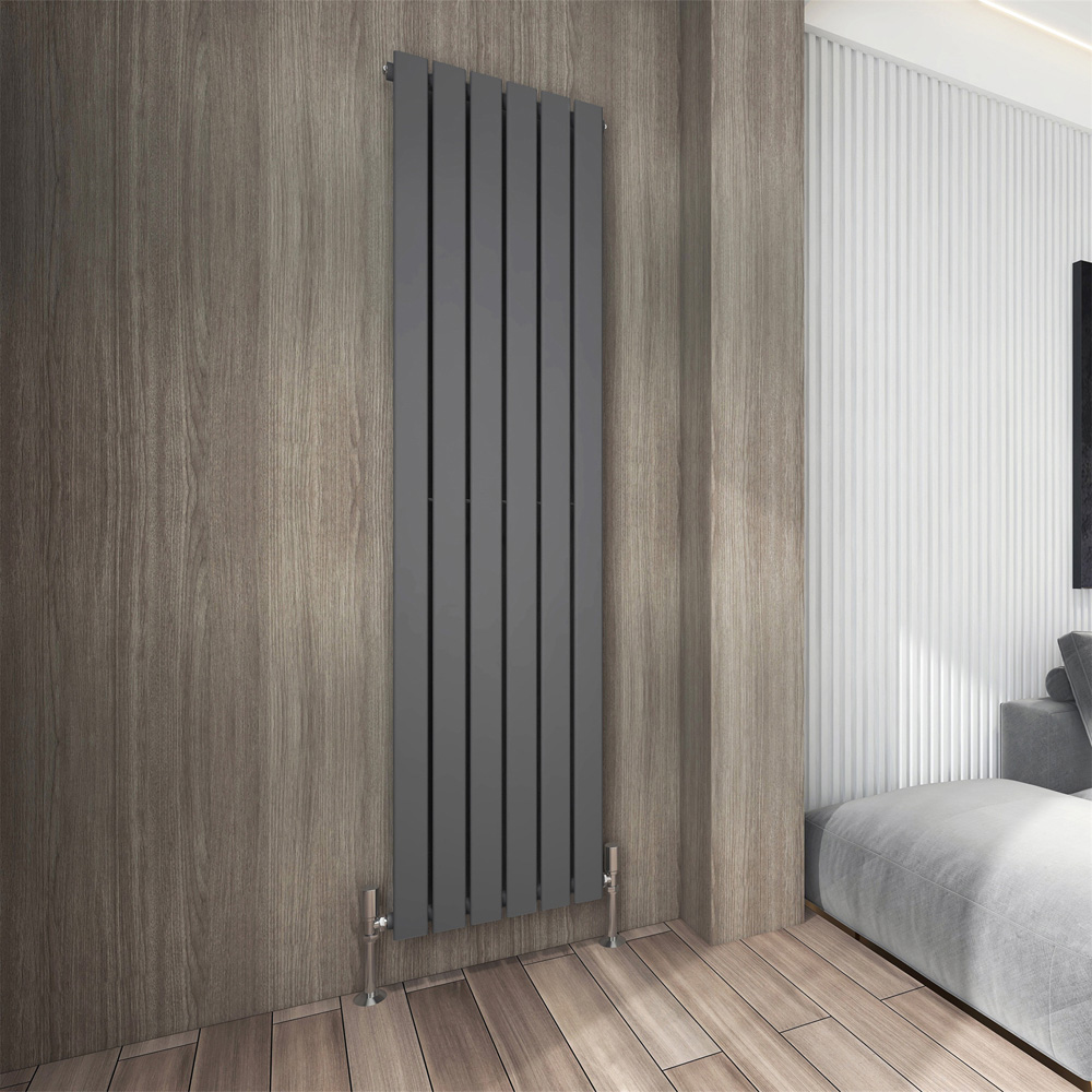 Anthracite 3286 BTU Single Flat Panel Vertical Column Radiator 1800 x 408mm Image 2