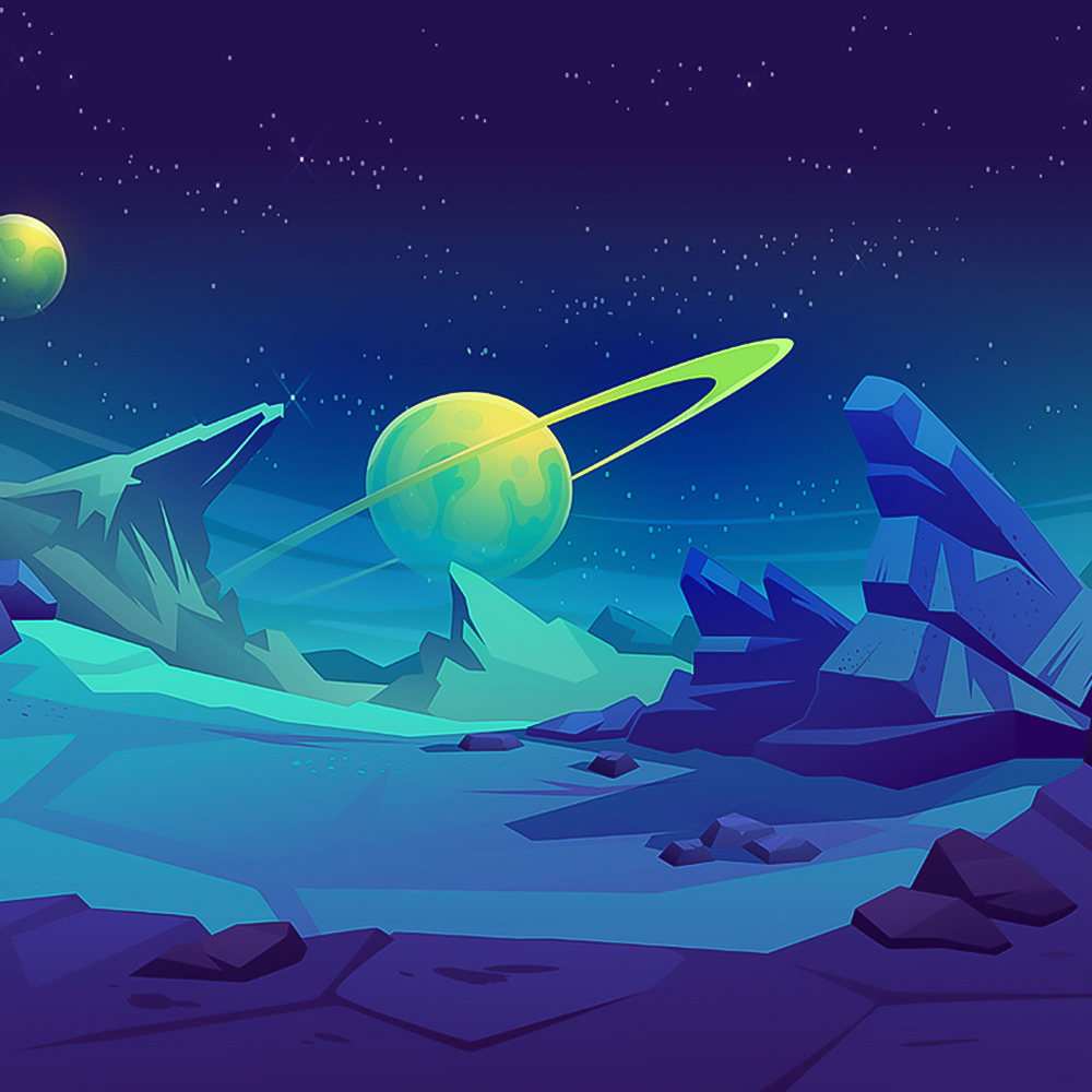 Origin Murals Space Landscape Blue Wall Mural Image 2