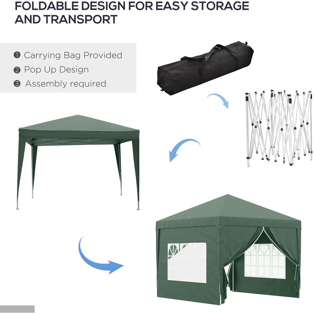 Outsunny 3 x 3m Green Party Canopy Tent with Carry Bag Image 5