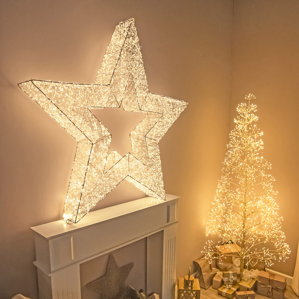 The Christmas Centre 15000 Warm White LED Micro Lights Pre-Lit Gold Light-Up Star 114cm Image 4