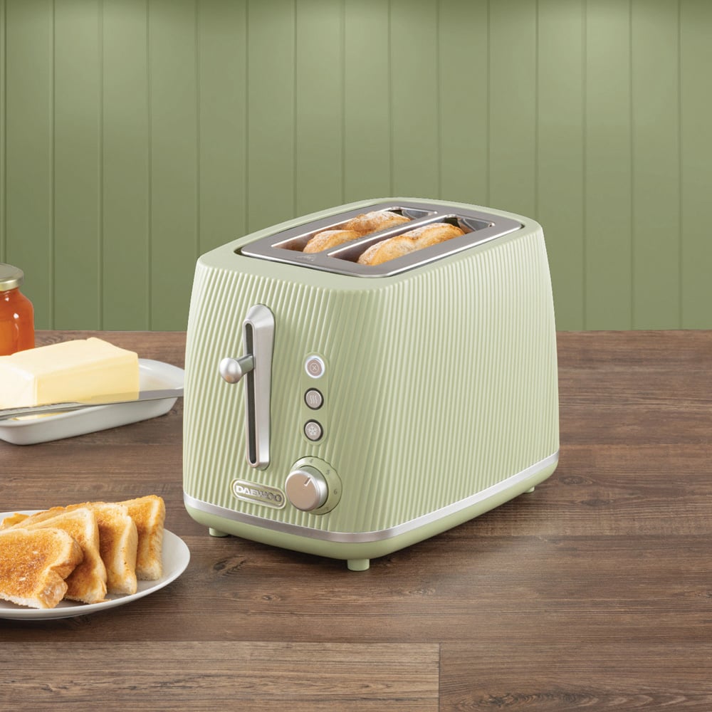 Daewoo SDA2777 Cascade Sage Textured 2 Slice Toaster Image 2