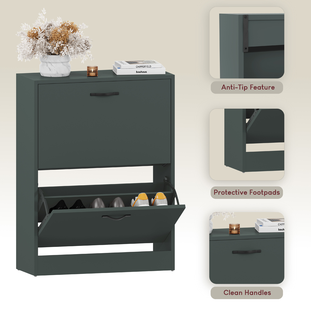 Vida Designs 2 Drawer Green Shoe Cabinet Image 8