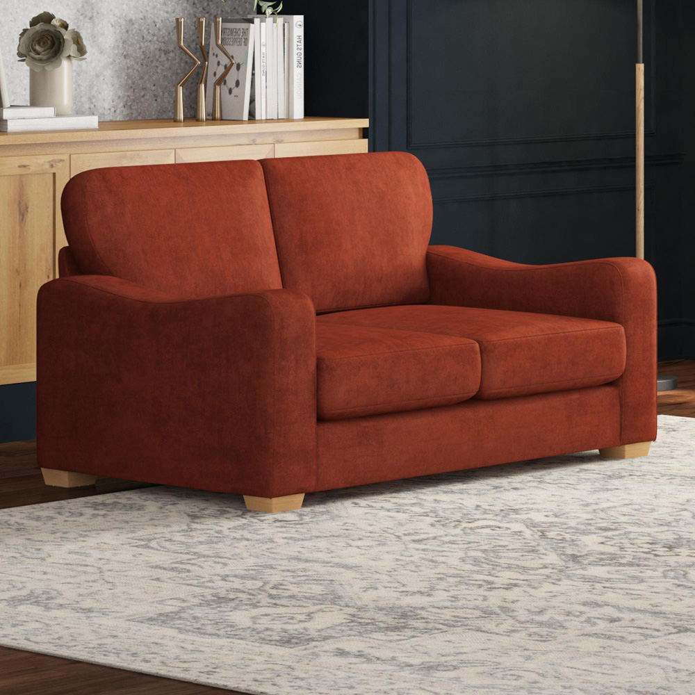 Theadford 5 Seater Marmalade Plush Velvet Fixed Back Sofa Set Image 4