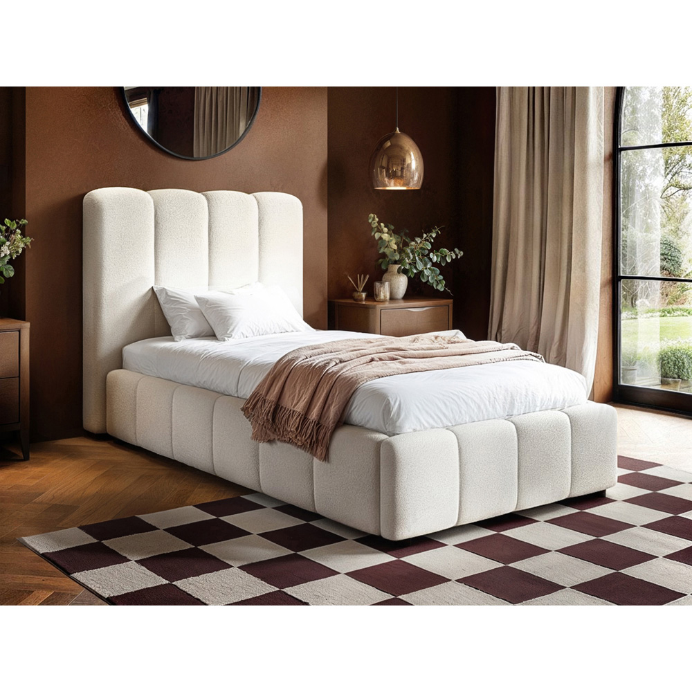 Solace+Co Emilie Single Boucle Ribbed Fabric Ottoman Bed Image 7