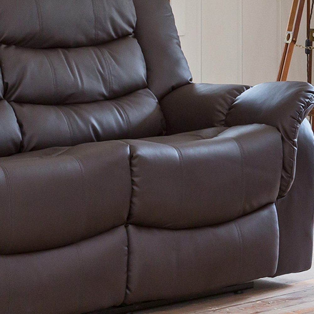 Almeira 2 Seater Brown Bonded Leather Recliner Sofa Image 2