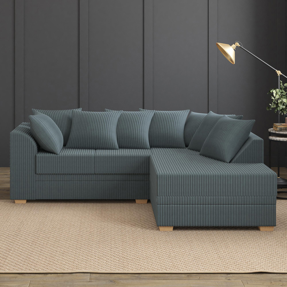 Modo 3 Seater Charcoal Jumbo Cord Right Hand Scatter Back L-Shape Corner Sofa Image 6