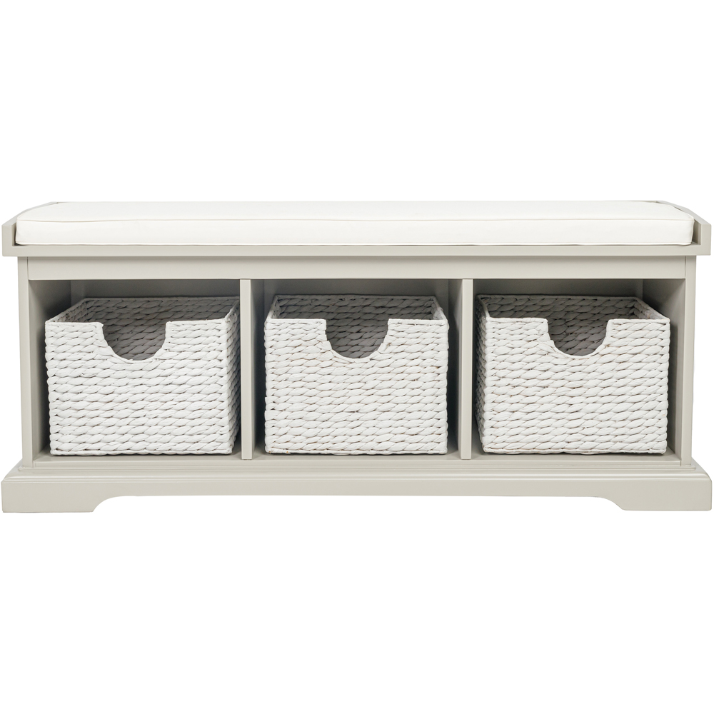 Charles Bentley Charnwood Grey Hallway Bench with 3 Storage Baskets Image 4