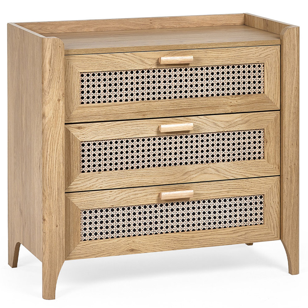 Julian Bowen Sydney 3 Drawer Rattan Effect Chest of Drawers Image 2